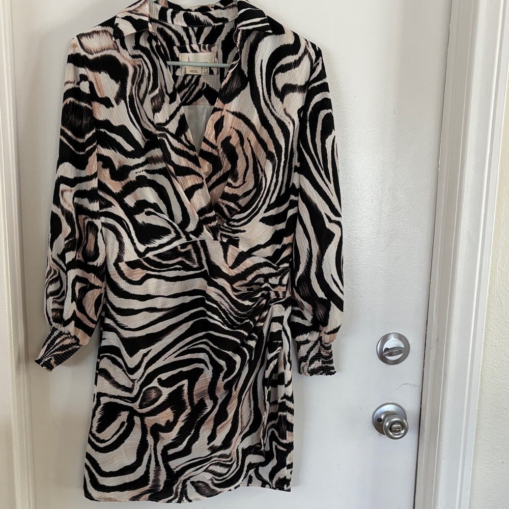 Anthropologie Black and White Animal Print Dress